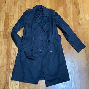 Uniqlo Denim Coated Black Trench Coat